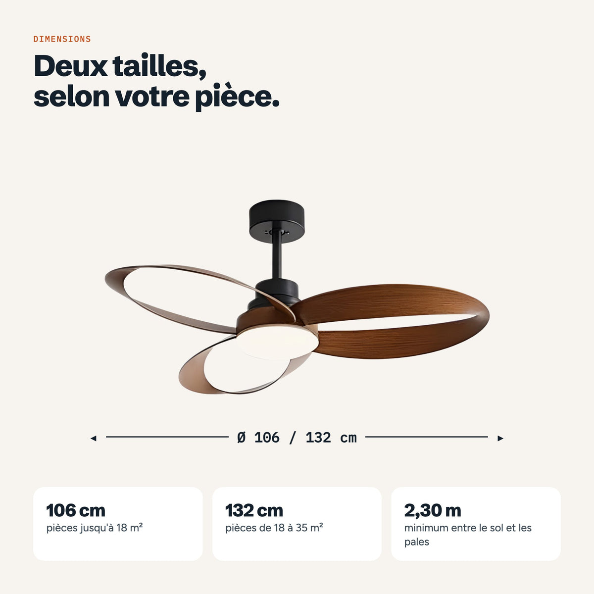 Dimensions : 106 cm ou 132 cm de diamètre