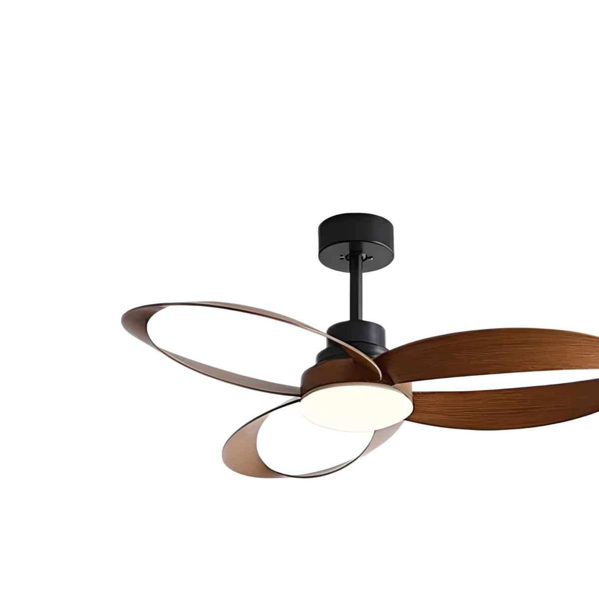 Ventilateur de plafond réversible Doucevent, 3 pales effet noyer, dôme LED